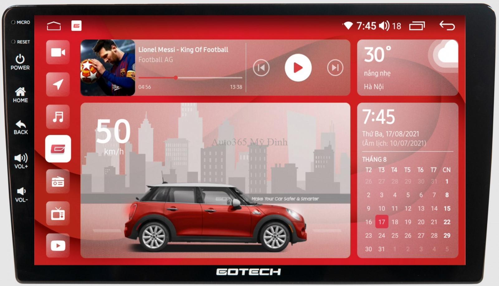 Giao diện màn hình ô tô thông minh GOTECH GT6.
