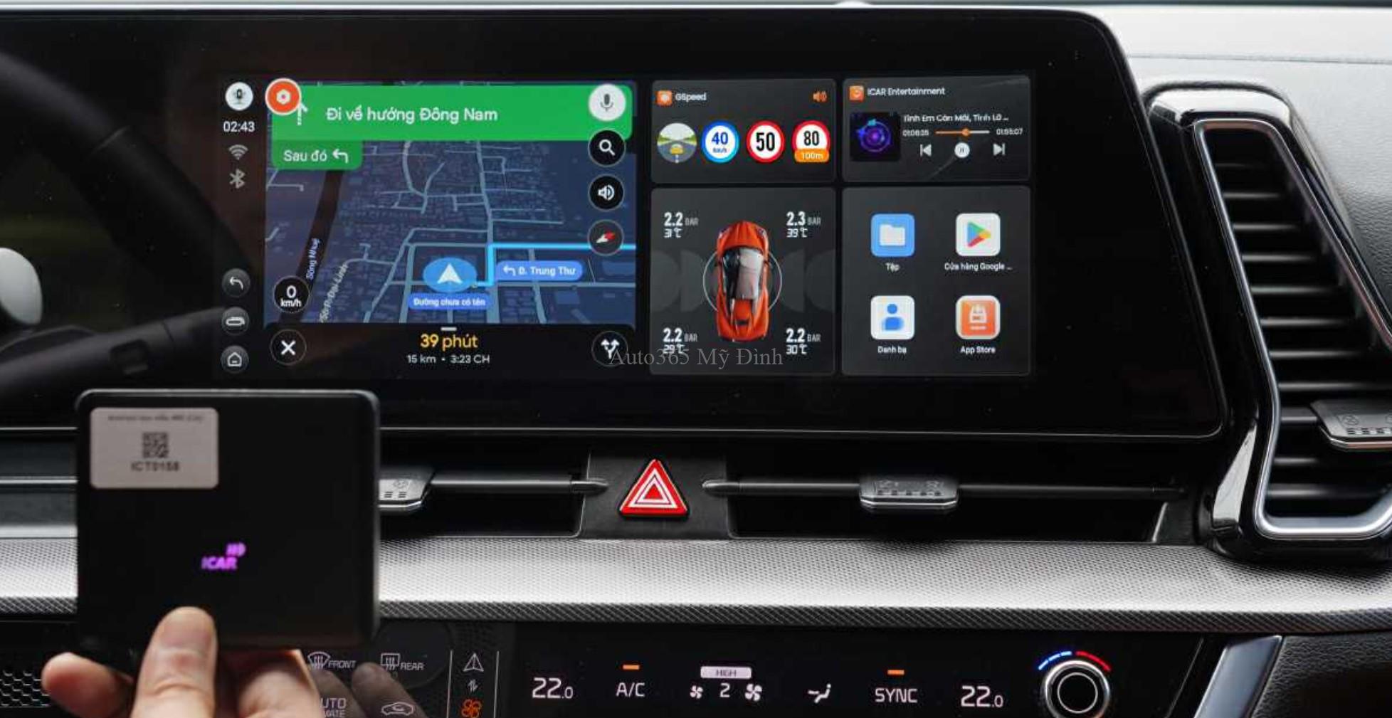 Giao diện hiển thị Android Auto Box ICAR Elliview D5