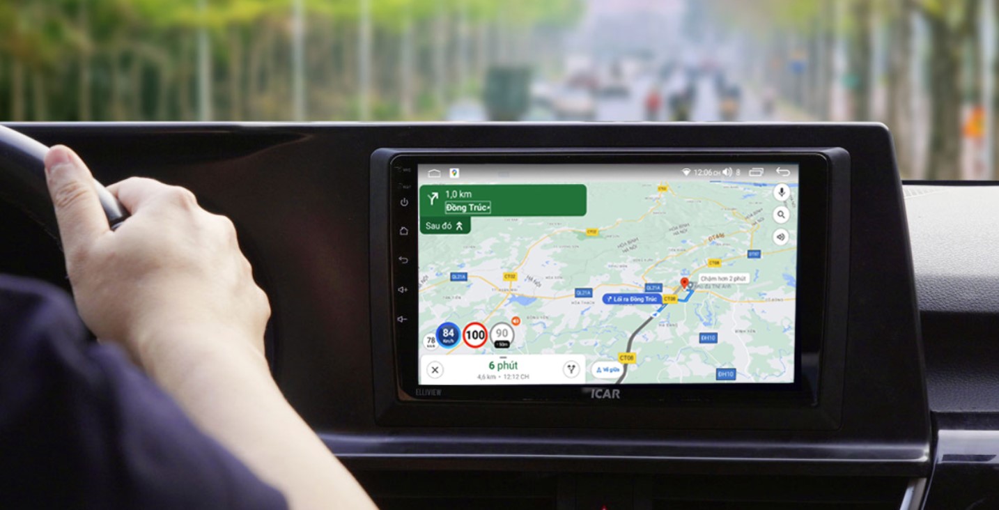 Màn hình Android Elliview UE trang bị Google Maps cùng GSpeed cảnh bảo tốc độ