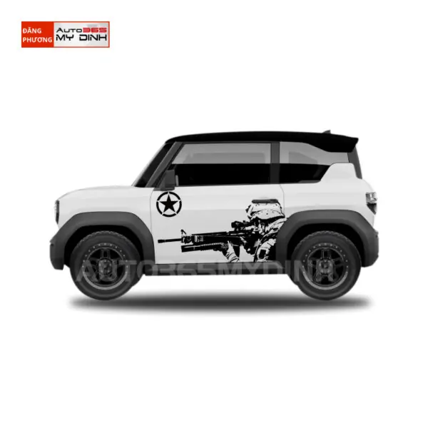 VF3 Decal Phong Cách Quân Đội Mẫu decal này nổi bật với hình ảnh chiến binh và biểu tượng quân đội, mang đến vẻ ngoài mạnh mẽ, cá tính và có phần hầm hố. Thích hợp cho những ai muốn thể hiện phong cách quyết đoán, mạnh mẽ qua chiếc xe của mình. VF3 Decal Phong Cách Quân Đội Mẫu decal này nổi bật với hình ảnh chiến binh và biểu tượng quân đội, mang đến vẻ ngoài mạnh mẽ, cá tính và có phần hầm hố. Thích hợp cho những ai muốn thể hiện phong cách quyết đoán, mạnh mẽ qua chiếc xe của mình.